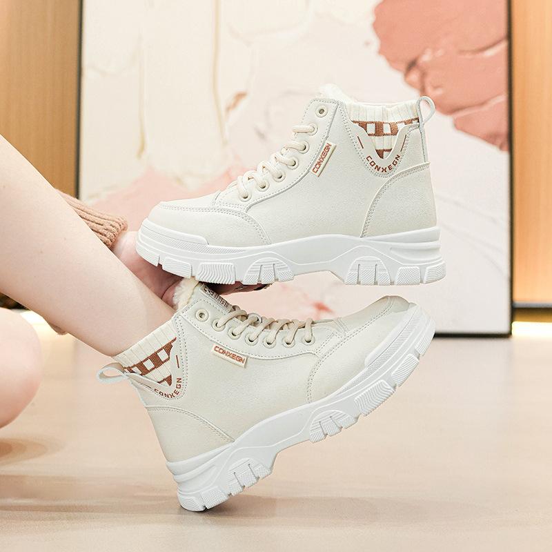 Winter New High-top Cotton Shoes Ins Student Platform-soled Velvet Sports Snow Boots H