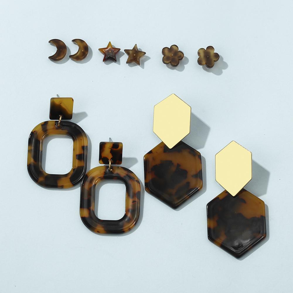 Modern Print Leopard Acrylic Star Earrings For Women Perfect Promotions For