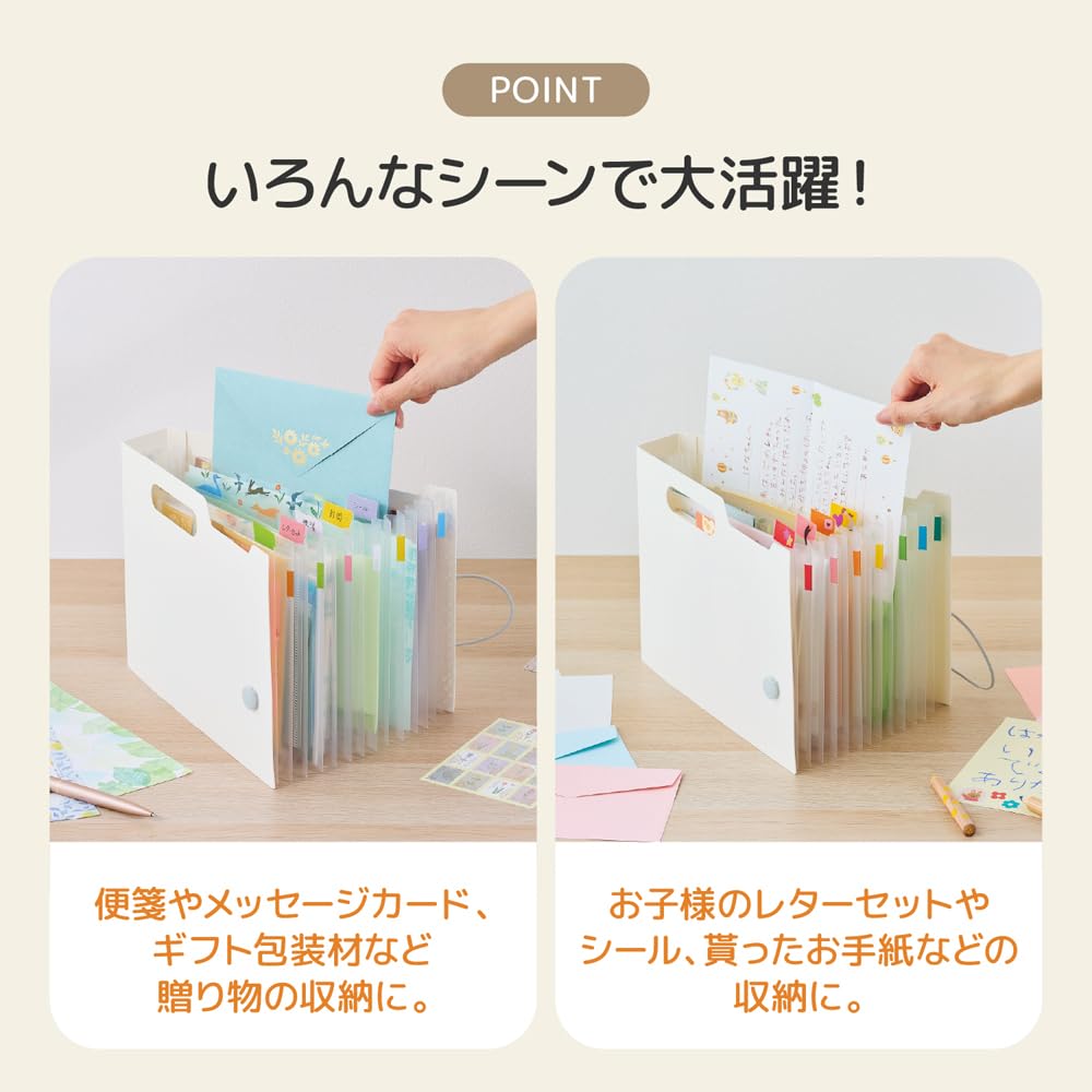 Lihit Lab A5 Slim Document 6 7 Box, Horizontal, Compartments, Pockets, White, F7593-0