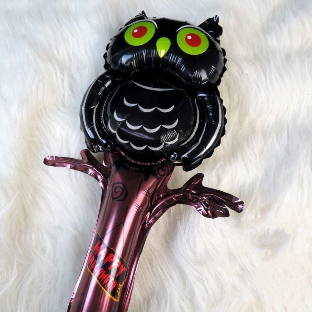 Owls Pumpkin Inflatable Stick Pumpkin Ghost Aluminum Foil Balloon Roll Skull Handheld Stick  Bar