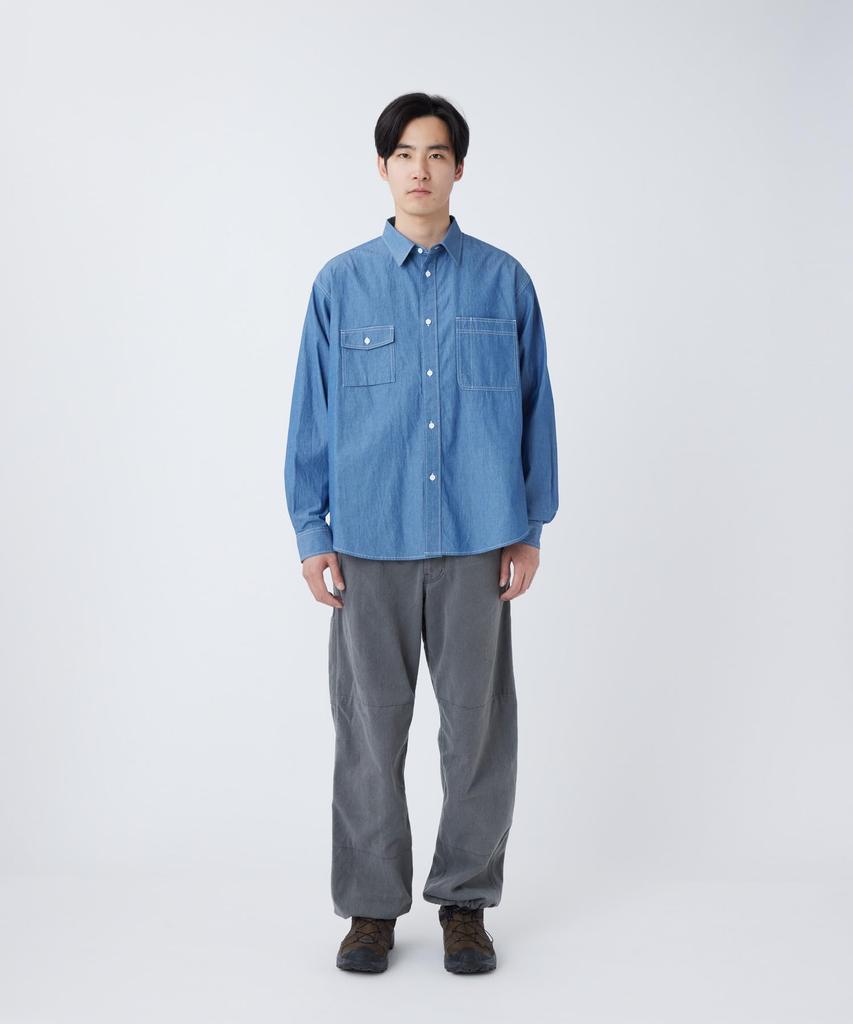 Chambray Work Shirt Tops Shirt Long Sleeve BLUE M [Snow Peak] SH-26SU003 Men's Women's