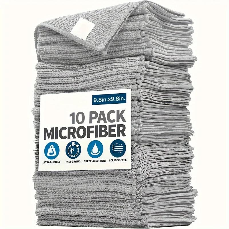 1/5/10-Pack Ultra-Fine Fiber Kitchen Towels - Light Gray Absorbent Cleaning Cloths, Streak-Free &Lint-Free for Dishes & Surfaces
