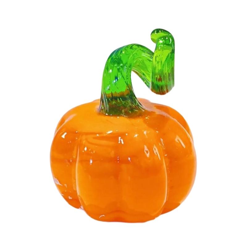 

Artisanal Blown Glass Mini Pumpkin Figurine For Holiday Decorations Car Dashboard Display Collectible Accessory