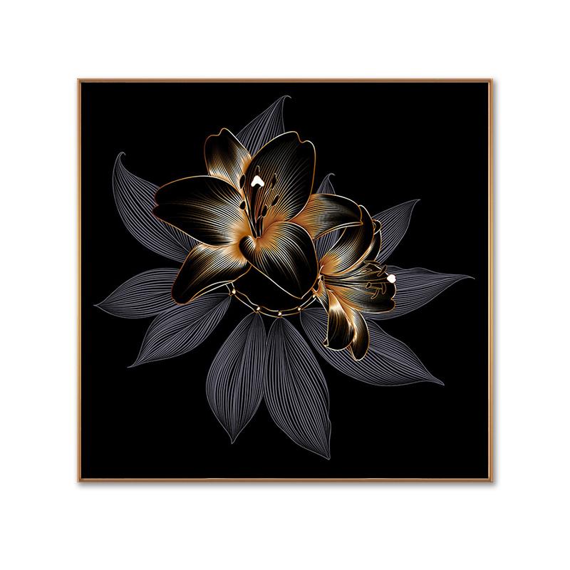 

Черный золотой растительный лист холст печать плакатов современный домашний декор абстрактная настенная живопись скандинавская картина для украшения гостиной 40x40cm No Frame