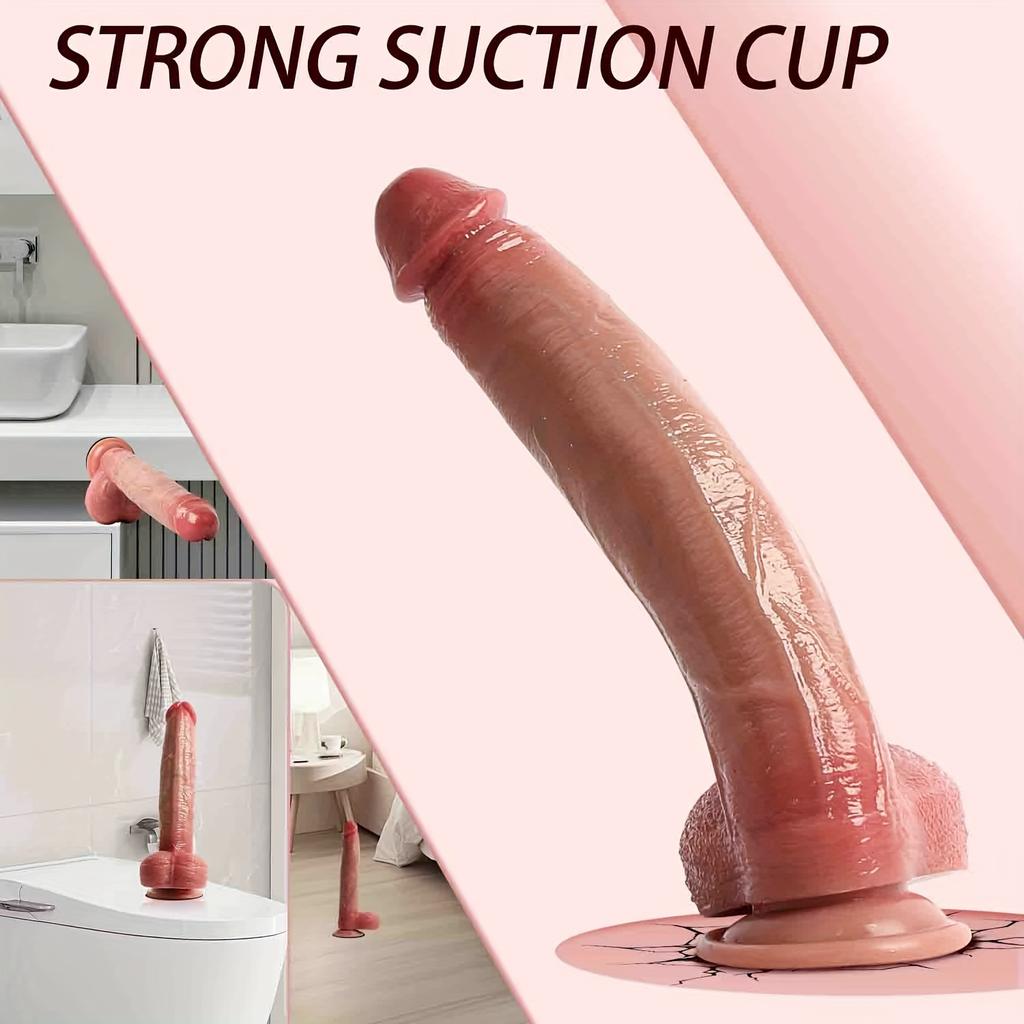 Super Size 11 Inch Realistic Silicone Dildo–Soft Lifelike Penis with G-Spot Stimulating Anal Plug,Non-Electric,Liquid Silicone,Adult Toy for Men&Women