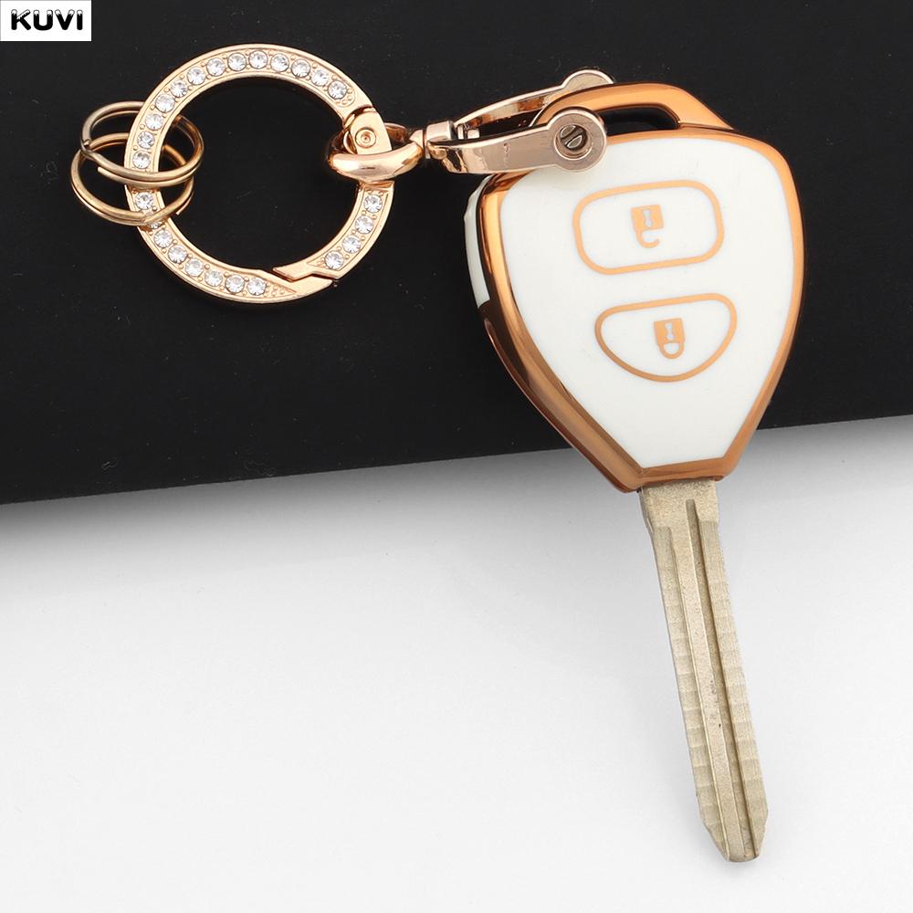 2 3 Buttons Golden Tpu Car Key Case Cover Shell For Toyota Corolla Hilux Vitz Rav4 Aqua Camry Land Cruis Fob Keychain Holder