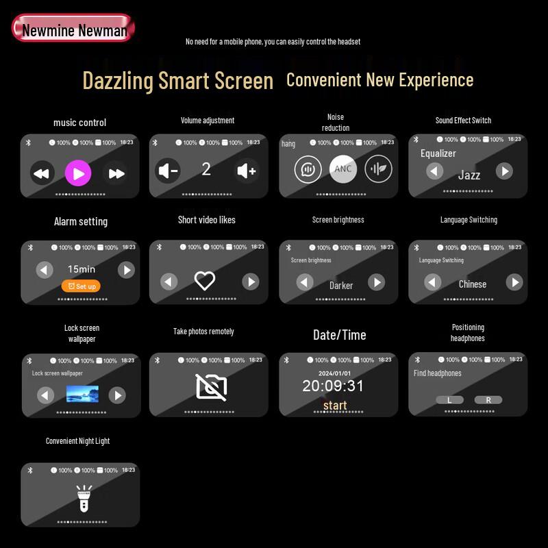 Newmine T9 TWS Active Noise Cancelling In-Ear Bluetooth Earbuds