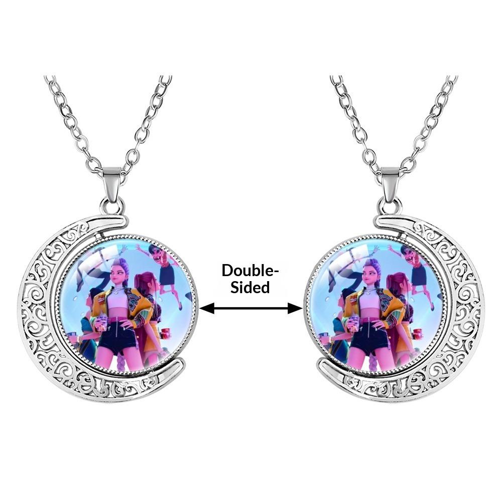 Collana con Pietra Preziosa a Forma di Luna Crescente Ciondolo Rotante Double-sided Accessori di Coppia di Alta Gamma