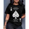Plus Size, Women's Plus-Size Spades A Pattern T-Shirt - Oversized Loose Fit Quick-Dry Lightweight Short Sleeve Round Neck Tee with Spade Suit,
