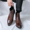 Men Brown Chelsea Motorcycle Boots Casual Outdoor Black Formal Business High Boots Large Size