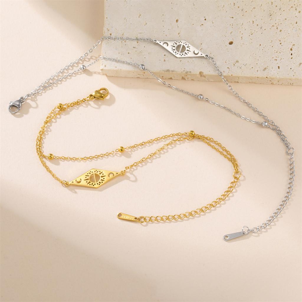 Hollow Sun Moon Bracelet Stainless Steel Fashion Rhombus Geometric Bracelets for Women Men Party Jewelry Gift