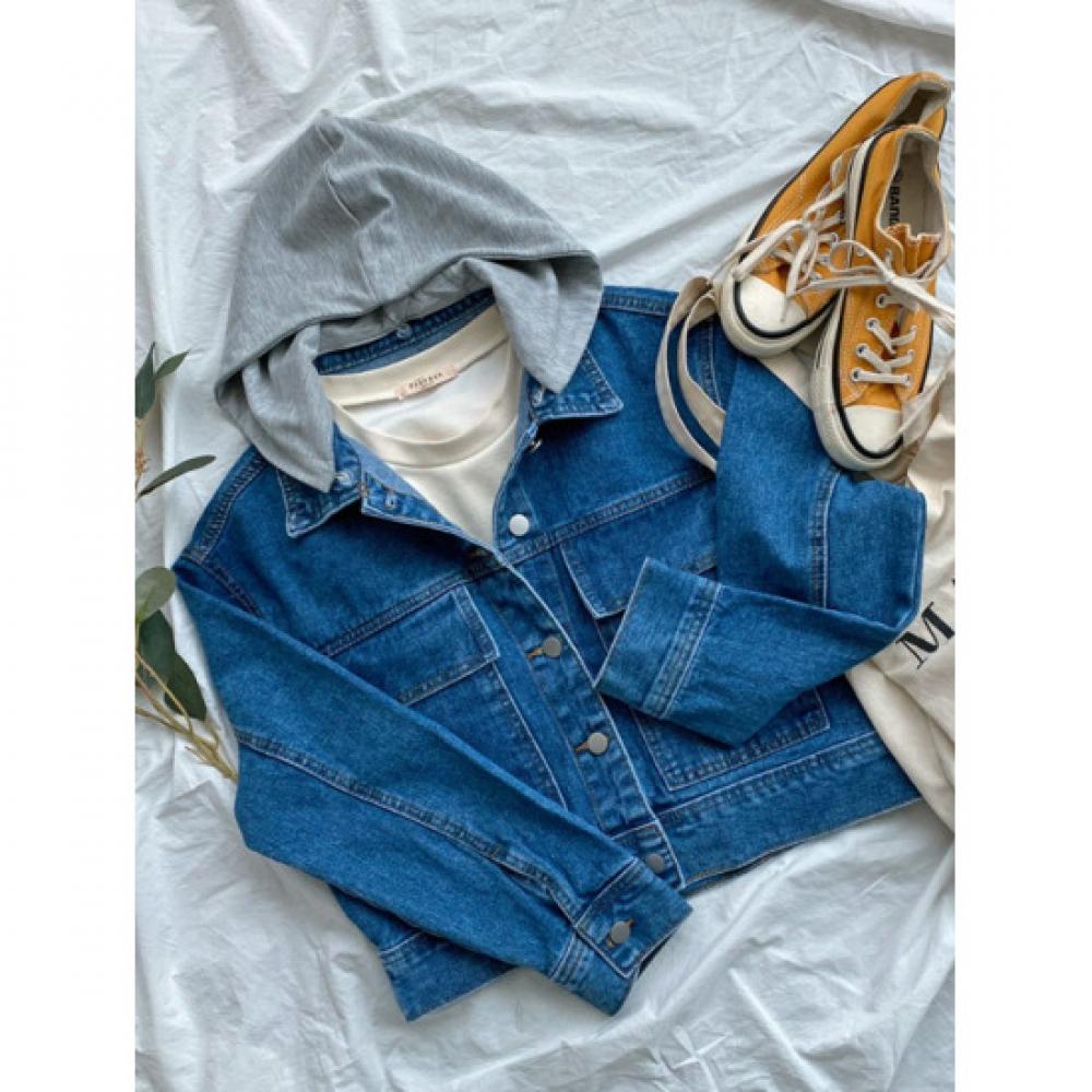 Shop   Women Casual Denim Hooded Jacket Blue Dgb Wjk 4207