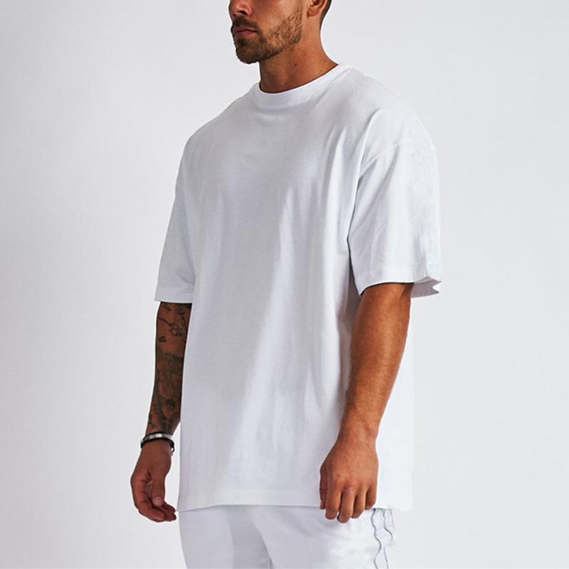 Men's Pure Cotton Oversized Heavyweight T-Shirt - Plus Size Solid Color Short Sleeve Trend