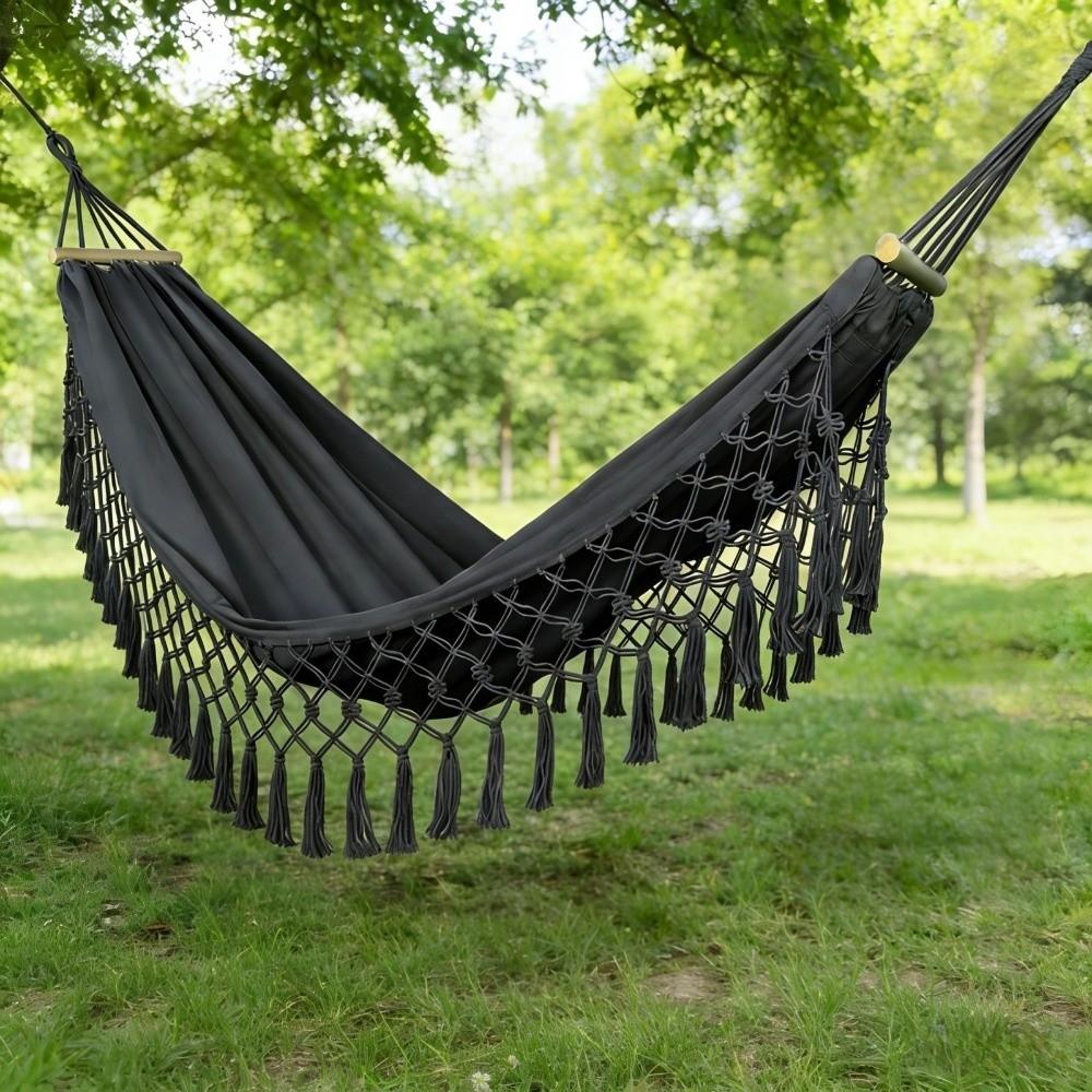 Tassel Camping Hammock Bohemian Style Garden Swing Hammock Durable Double Hammock  Balcony
