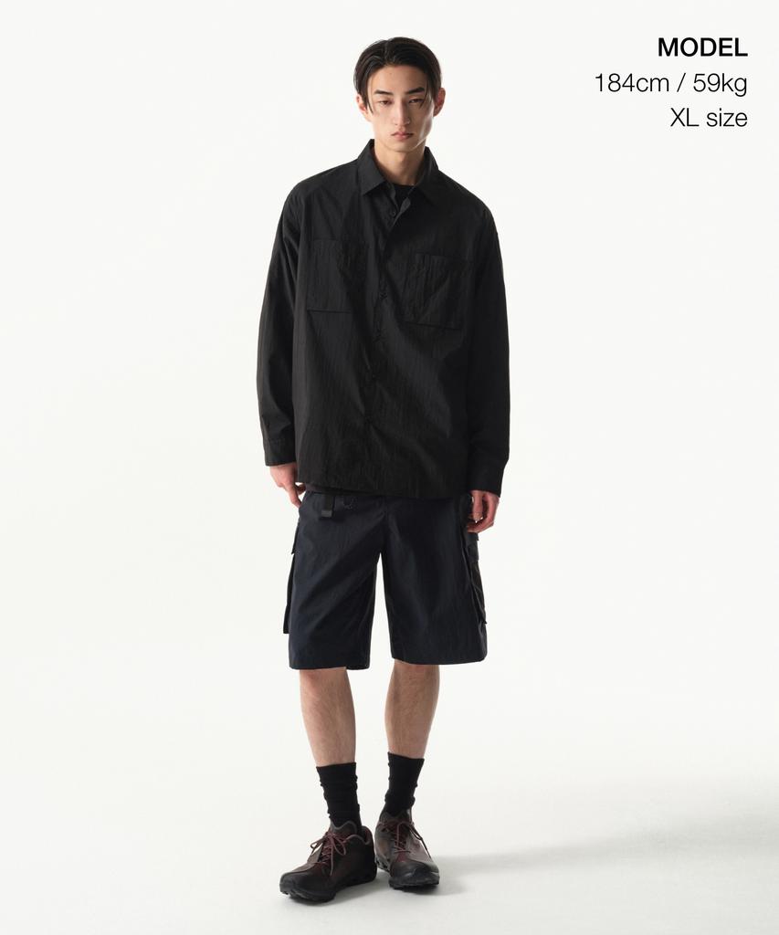 MUSINSA STANDARD [City Leisure] Lightweight Nylon Oversized Shirt [Black]