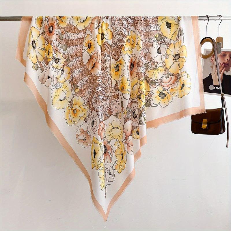 Spring and Summer Thin Imitation Cotton and Linen Shawl, Travel Photo, Color Printed Scarf, Air-conditioned Room Large Square Scarf