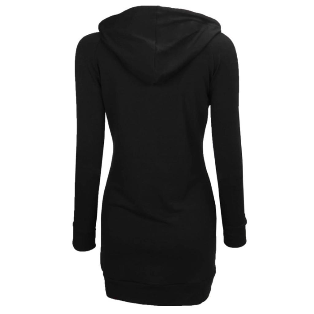 Women's Hooded Slim Fit Gray Fashionable Slim Fit Long Bodycon Sweatshirt