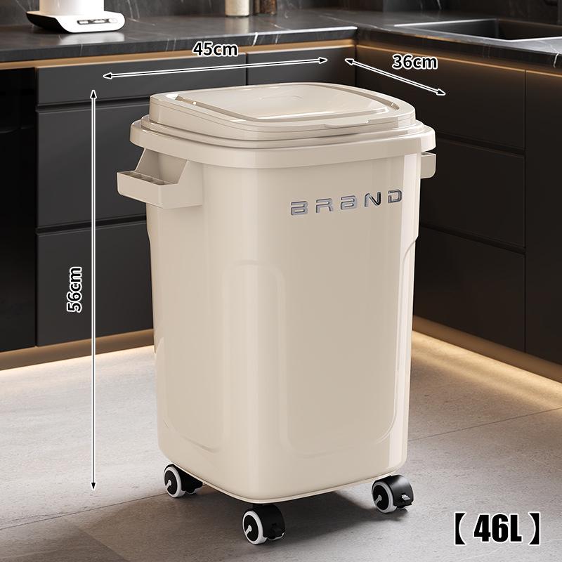 Large Mobile Industrial-Style Kitchen Trash Can with Wheels for Indoor/Outdoor Use
