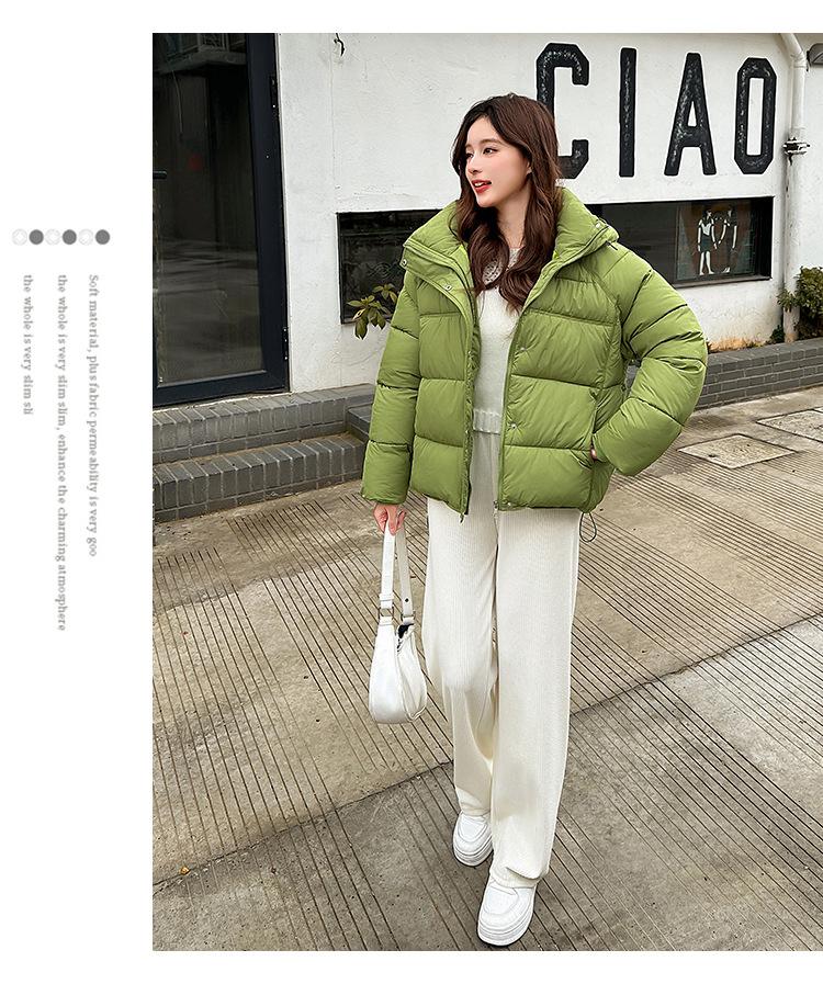 Dame Kort Hette Vindtett Tykk Varm Vinterjakke med Raglanermer