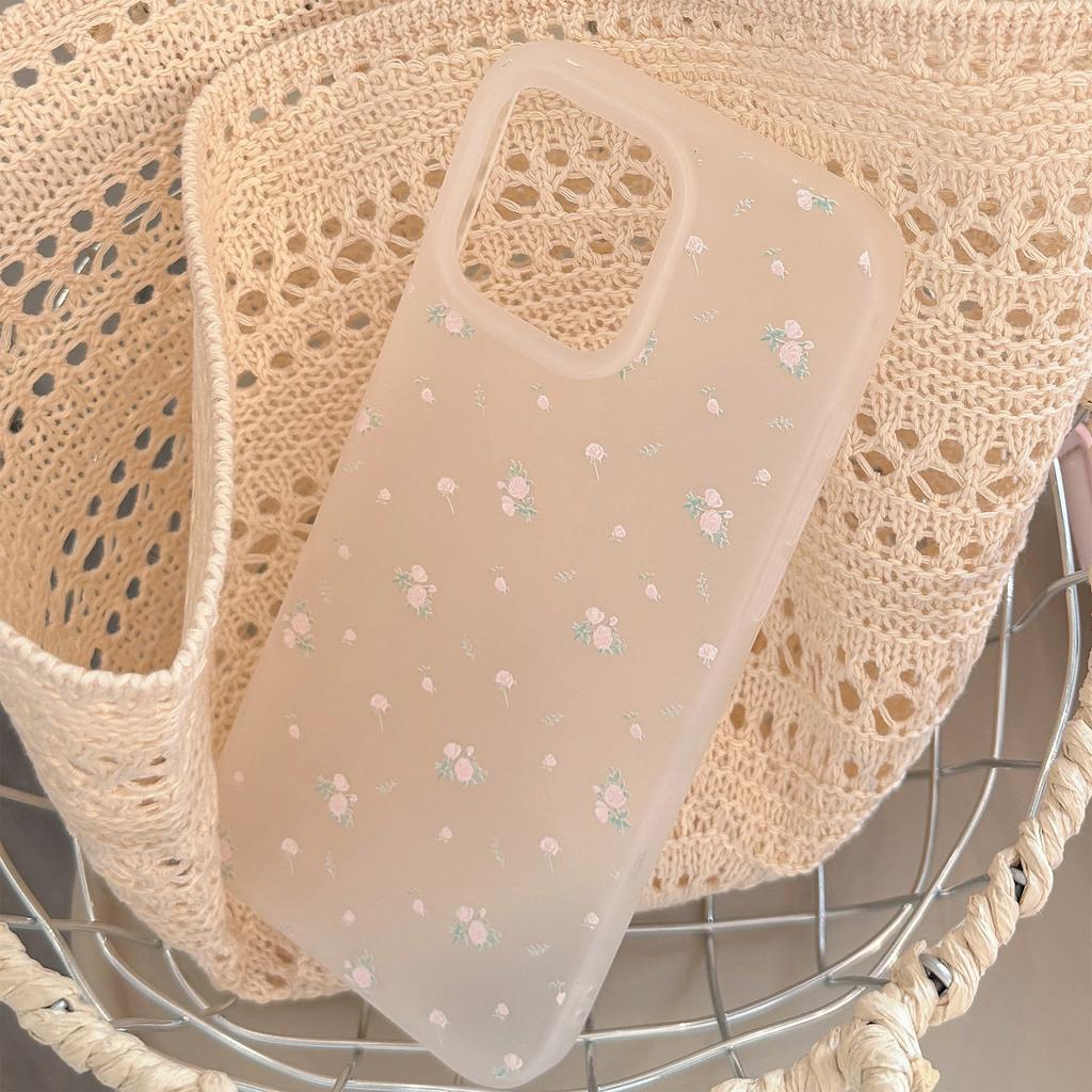 Gentle Pink Flowers Suitable for Apple 16 Mobile Phone Case 17promax Literary Iphone14 Korean 13 Transparent Feeling 11
