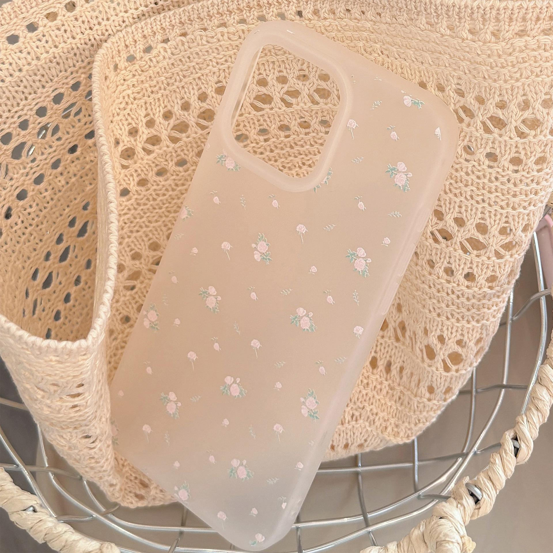 

Нежные розовые цветы Подходит для чехла для мобильного телефона Apple 16 17promax Литературный Iphone14 Корейский 13 Прозрачный на ощупь 11 13