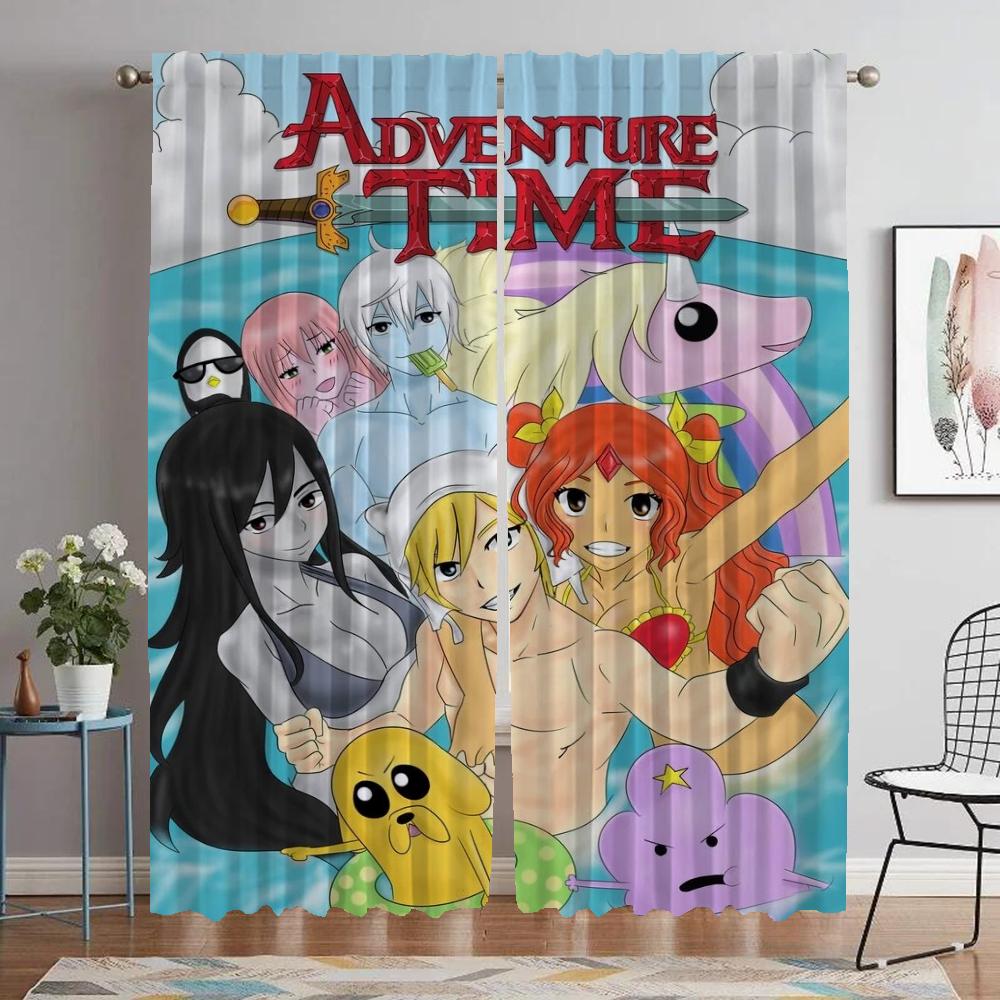 

Шторы Adventure Time для спальни, кухни, шторы из 2 предметов, затемняющие шторы, украшение на Хэллоуин для гостиной W50xH70cmx2pcs-CL
