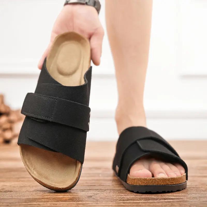 Fashion Fashion Women's Suede Mules Slippers Men Clogs Cork Insole Classic Cozy Sandals With Arch Support Outdoor Beach Slides Home Shoe
