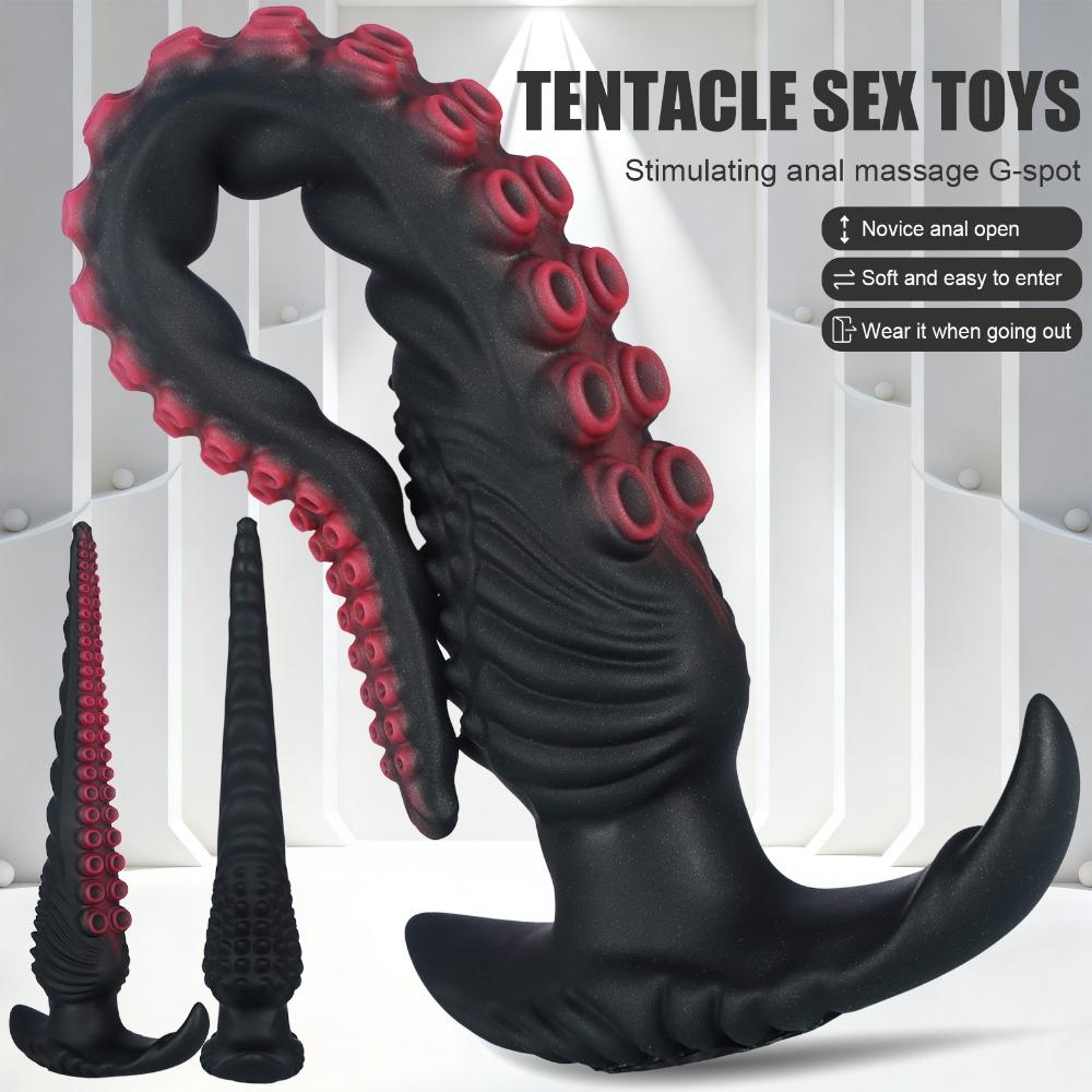 Extra Long Octopus Anal Plug - Wearable SM Toy with Alien Tentacles, Anal Whip Dildo for Unisex Rear Stimulation Adult Sex Toy