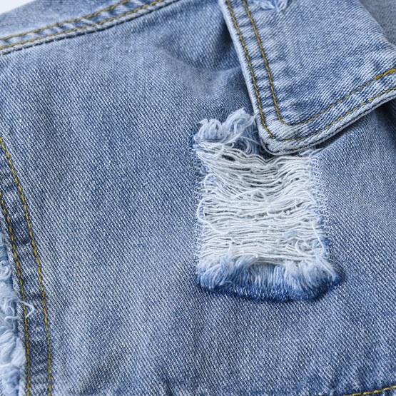 Spring and Autumn Women's Plus Size Denim Vest Mid-length Loose Light Color Casual Waistband Hole Sleeveless Denim Jacket Coat