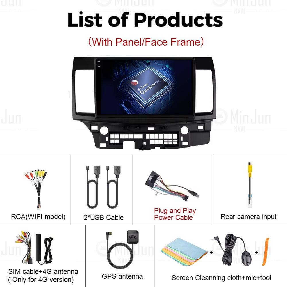 Android 14 Carplay Auto Car Radio Multimedia Player For Mitsubishi Lancer 2007-2013 Qualcomm Screen Autoradio Stereo Head Unit