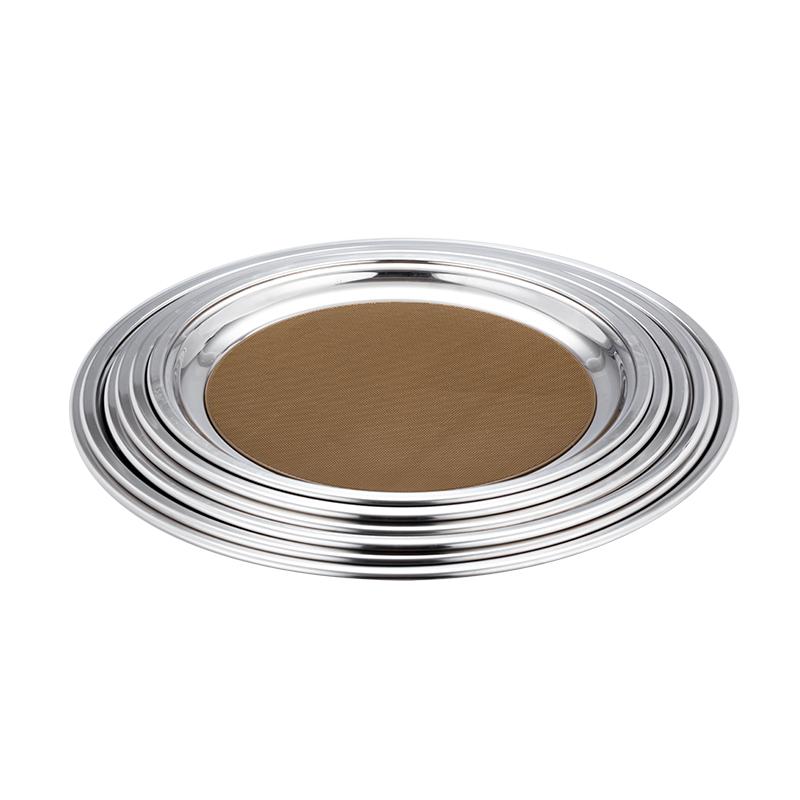Bar Tableware Thickened Stainless Steel Food Storage Trays Fruit Pans Water Bread Shallow Dish Serving Plate With Anti Skid Pad
