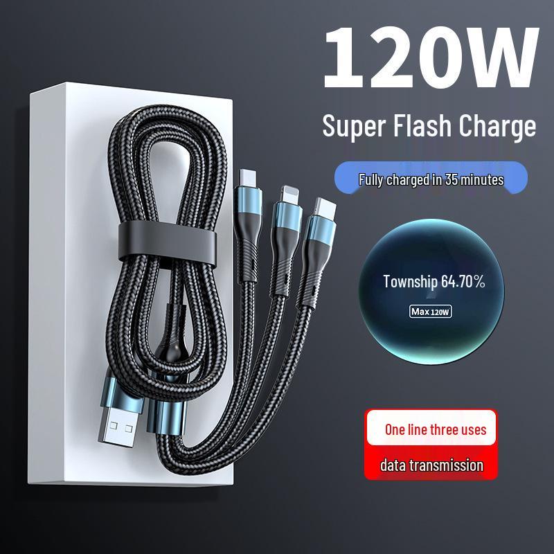 120W 3-in-1 Braided Type-C Super Fast Charger for Huawei