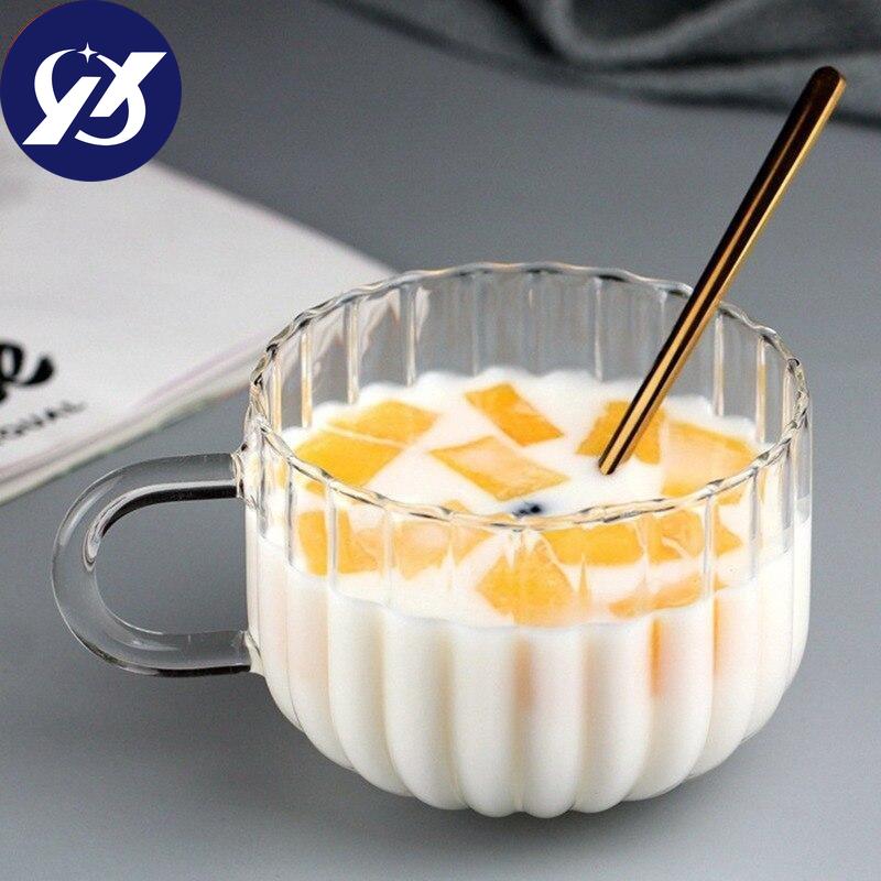 Büyük Kapasiteli Cam Bardak Isıya Dayanıklı Bira Espresso Kahve Kupası Saplı Süt Meyve Suyu Kahvaltı Kupası Ev Ofis İçecek Takımı