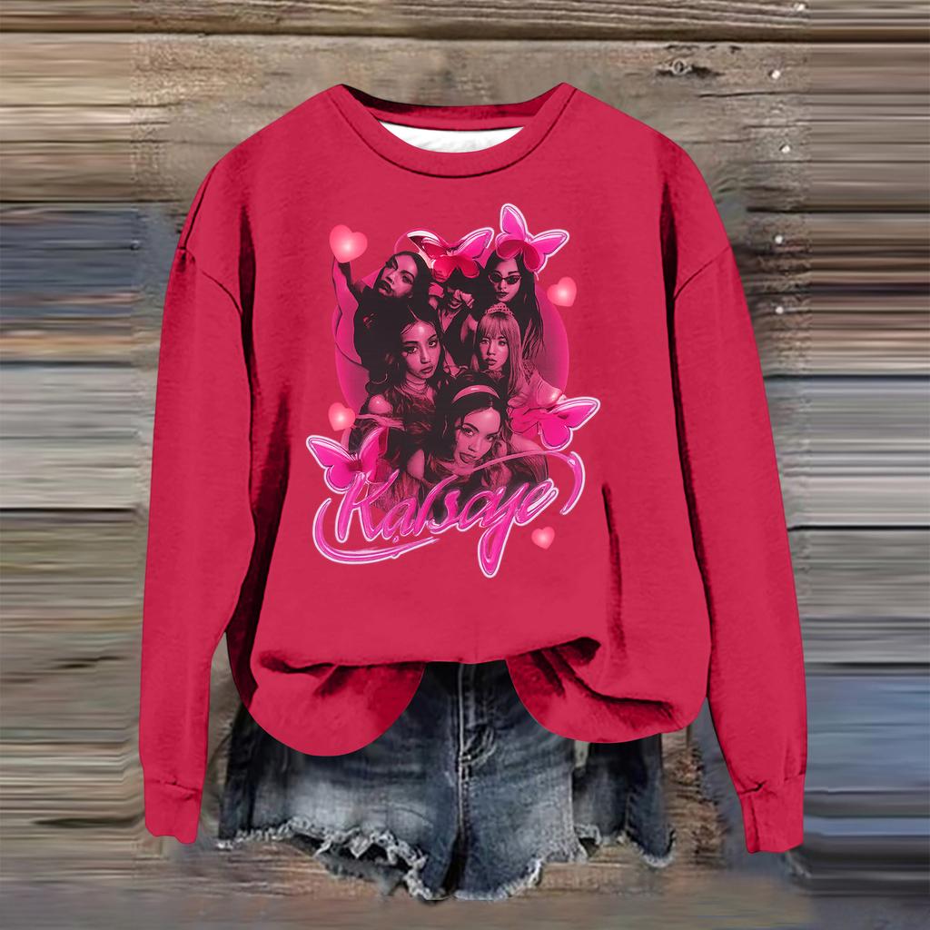 Women's Fashion Casual Long Sleeve Loose Printed Sweatshirt