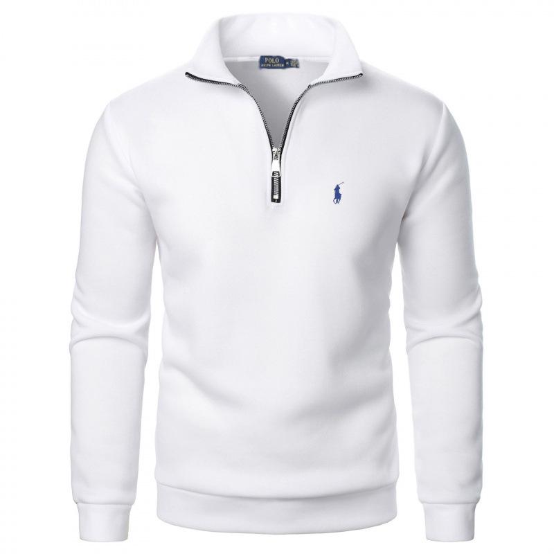 Men's Casual Half-Zip Stand Collar Hoodie with Embroidered Horse, Long Sleeve, 2025 Edition