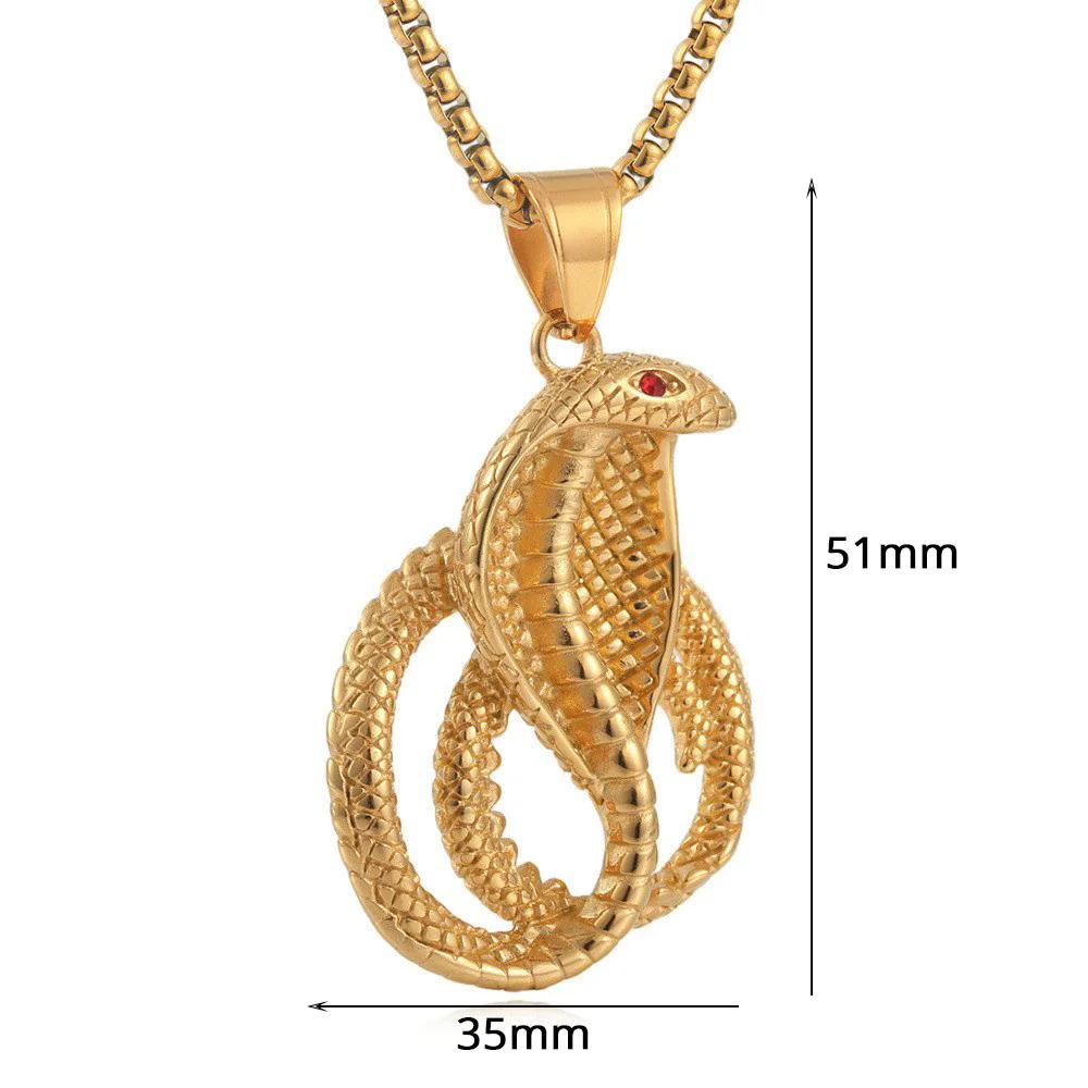 Punk Gothic Cobra Snake Pendant Statement Gold Color Stainless Steel Animal Necklace for Women Men Fashion Jewelry Gift