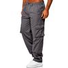 Men Casual Trousers Multi Pocket Cargo Pants Middle Waist Solid Color Loose Clothes Outdoor Sports Long Pants
