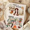 Cute Girl PET Sticker Book - 20pcs Cartoon Character Die-Cut Decals for Journal & Scrapbooking