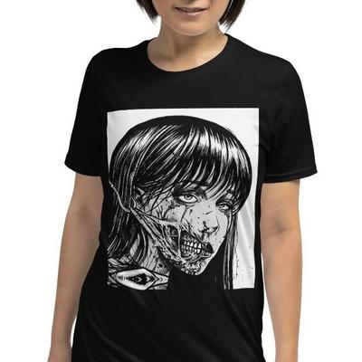 T-shirt Unisex Manica Corta Horror Manga Ragazza Anime Sinistra Disgustosa