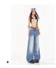 Women's Textured Distressed Denim Jeans: Loose Fit, Wide-Leg, Floor-Length, New Spring/Autumn 2026 Style.