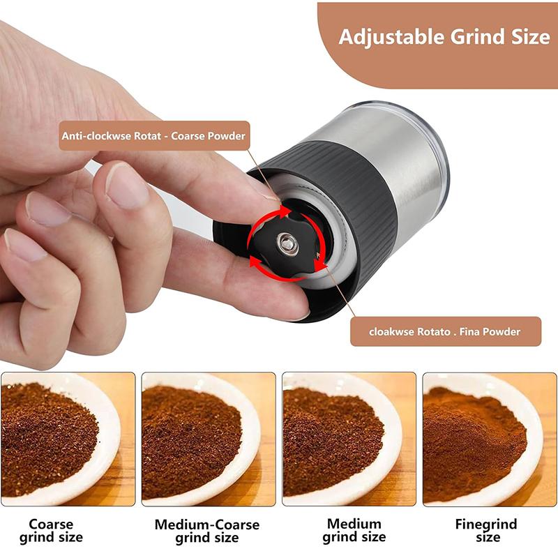 Handheld Coffee Mill Custom Stainless Steel Portable Small Coffee Grinder Manual Externally Adjustable Grind Setting
