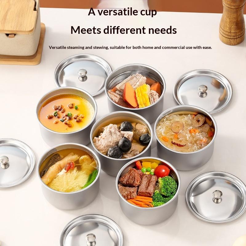 1/3/5PCS Stainless Steel Steamed Egg Bowl Ramen Rice Fruit Salad Stew Bowls With Lids Soup Cup Food Container Kitchen Tableware&