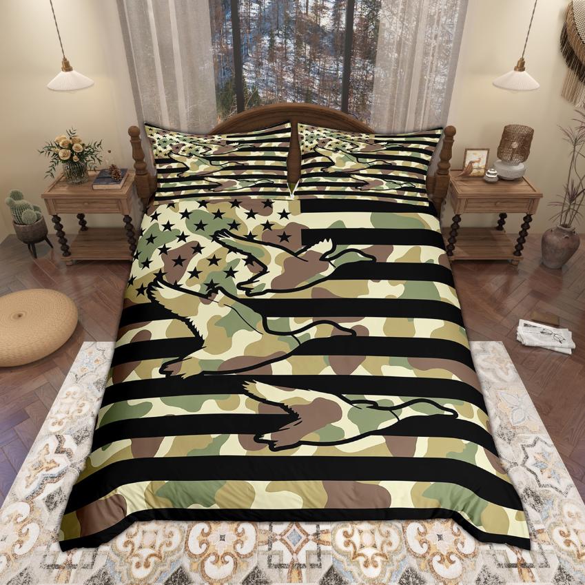 

Comforter Homewish Rustic Mallard Duck 2Pcs/3Pcs Vintage Camouflage Bedding Retro Lodge Cabin Bed Set Comforter (quilt)-EU Single(135*200cm)3pcs