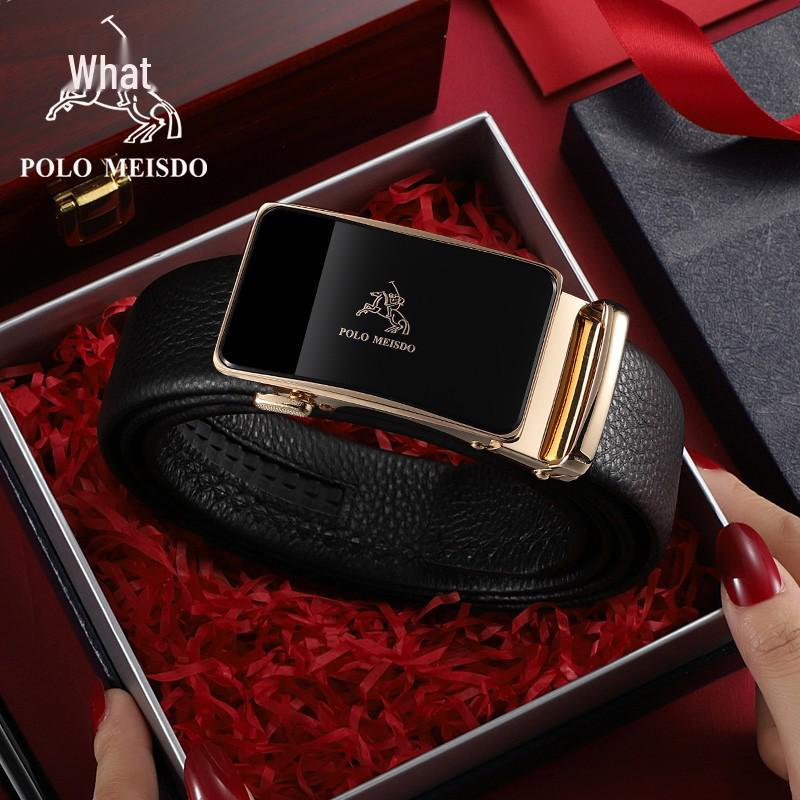Genuine Paul Leather Men's Automatic Buckle Belt - High-End Cowhide Business Waistband