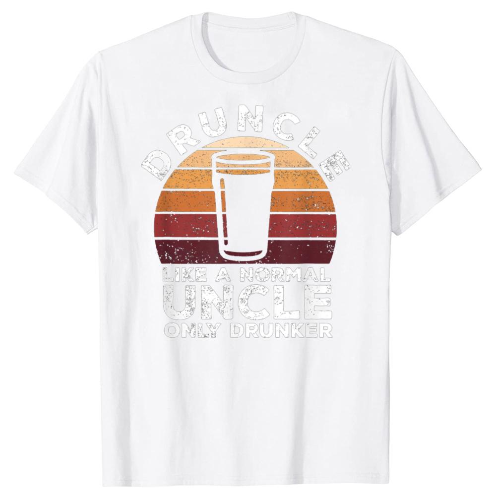Druncle Funny Vintage Drunk Beer Drinking Uncle 100% Cotton T-shirts Men Casual Tshirt Loose Oversized Streetwear T Shirt