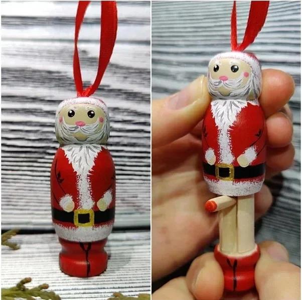 2026 Hot Funny Santa Claus Pendant, Christmas Ornaments, Funny Wooden Standing Santa Claus, Unique Christmas Craft Decorations M