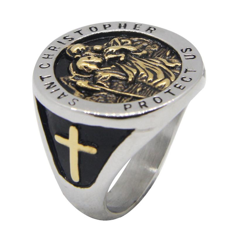 Saint Cross Ring 316L Stainless Steel Saint Christopher Jewellery Size 7-15 7