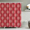 Red Floral Snowflake Shower Curtain Waterproof Decor Bathroom Liner Set For Bathtub Home Improvement Supplies 180Cm X 245Cm (67I
