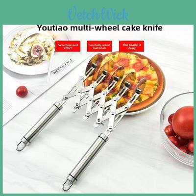 Stainless Steel Multiwheel Youtiao Cutter With Pizza And Pastry Blade For Kitchen Use