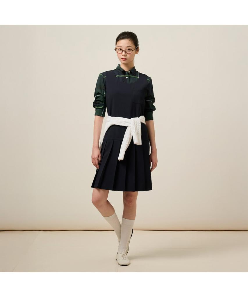 Binpolleidiseu Pleated Hem Sleeveless Dress Navy (Bf5271C01R)
